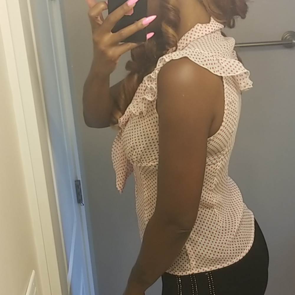 Classy Red and White Polka Dot Top size Medium - Picture 4 of 5